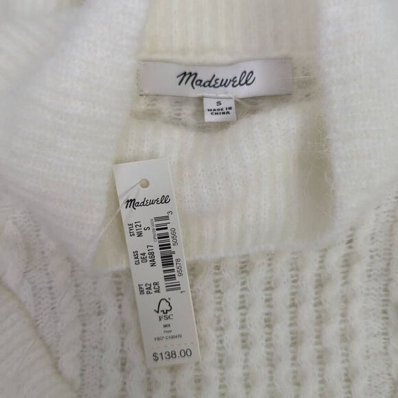 Madewell Zanzibar Womens Small Wool Alpaca Ruffle Turtleneck Sweater White NWT - Picture 7 of 9